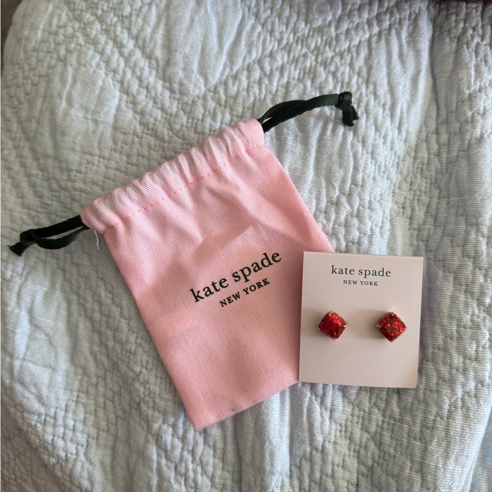 Kate Spade Red Glitter Stud Earrings